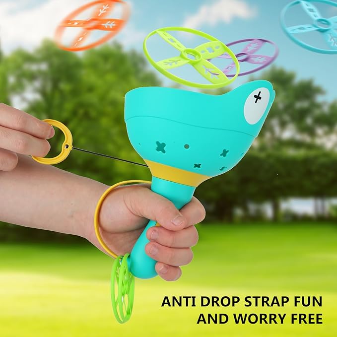 Outdoor Toys for Kids Ages 4-8: Flying Disc Launcher Toys Manual Capture Catching Outdoor Games for 3 4 5 6 7 8 Years Old - Outside Toys for Toddlers 3-5 Christmas Easter Birthday Gifts Boys Girls