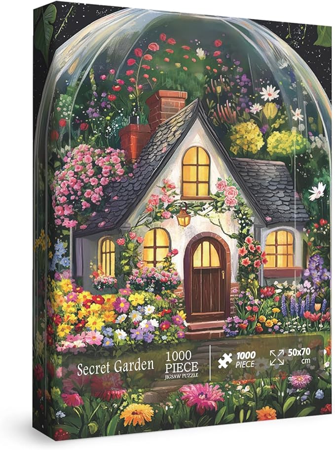 Flower Garden Puzzles for Adults 1000 Pieces Plant, Colorful Art Floral House Jigsaw Puzzles, Beautiful Nature Painting Aesthetic Puzzle