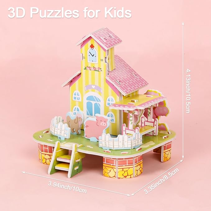 CCINEE 6 Pack 3D Puzzles for Kids Gift, Cartoon Paper Foam Puzzles Toy for Girls and Boys DIY Jigsaw Toys Mini House for School Family Craft Activity Easter Basket Stuffers Party Favors