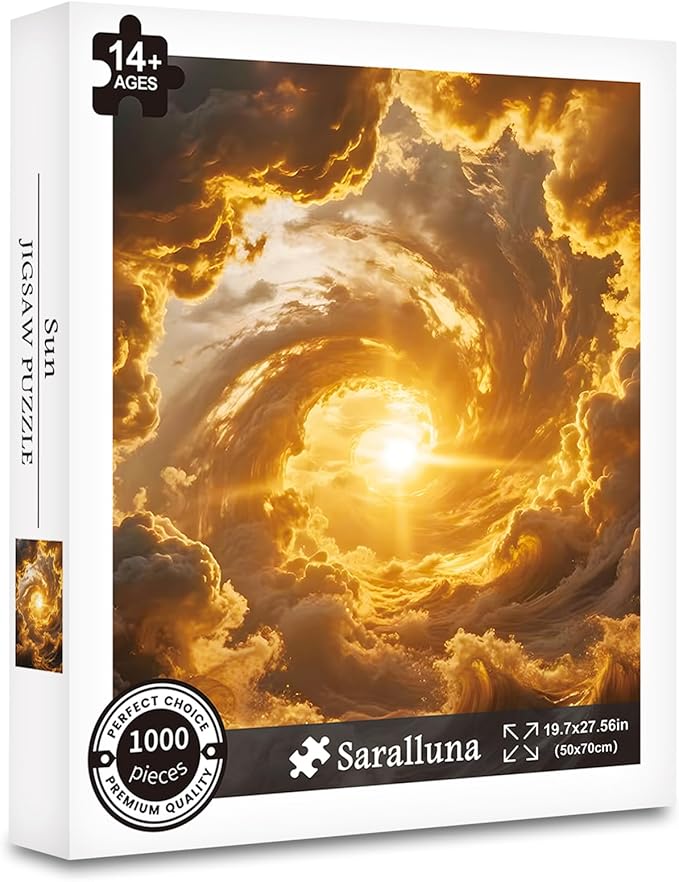 Puzzle for Adults 1000 Pieces, Golden Cloud Vortex Sun Puzzle, Challening Impossible Difficult Hard Fun 1000 Pieces Jigsaw Puzzles for Adults