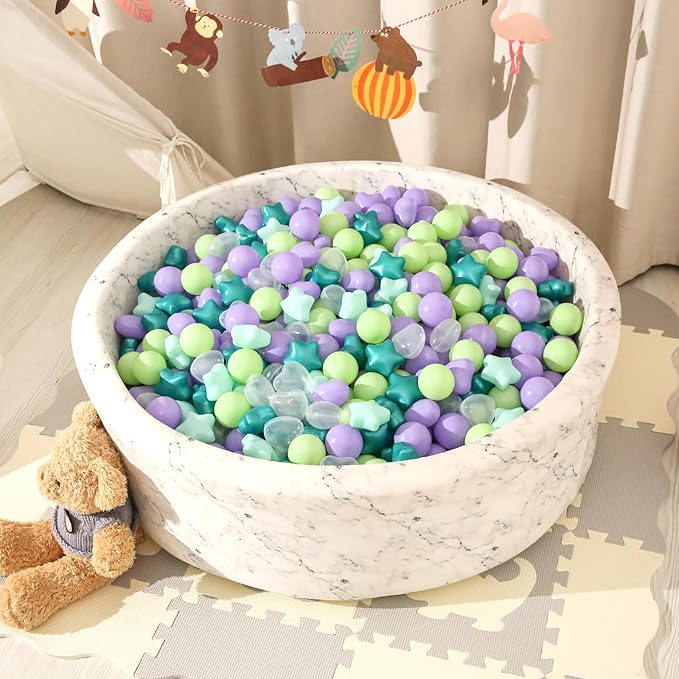 Star Ball Pit Balls for Toddlers -200pcs Ocean Balls Phthalate Free BPA Free Non-Toxic Crush Proof Play Balls Play Tent Pool Playhouse Party Indoor Outdoor(Mint Lavender)
