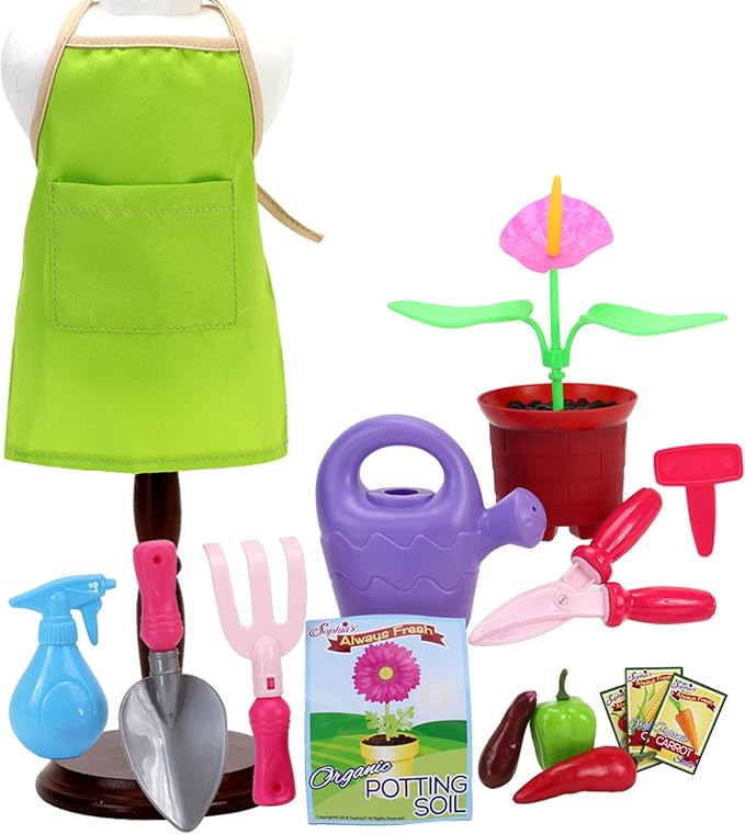 Sophia's 16 Piece Smithsonian STEM Career Collection Horticulturist Garden Set for 18" Dolls, Multicolor