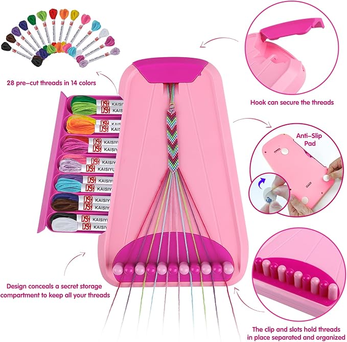 Friendship Bracelet Making Kit for Girls Ages 8-12, Kids Jewelry Making Kit with 28 Pre-Cut Threads and Letter Beads, Arts and Crafts for Kids, Birthday Easter Gifts for 6 7 8 9 10 11 12 Year Old