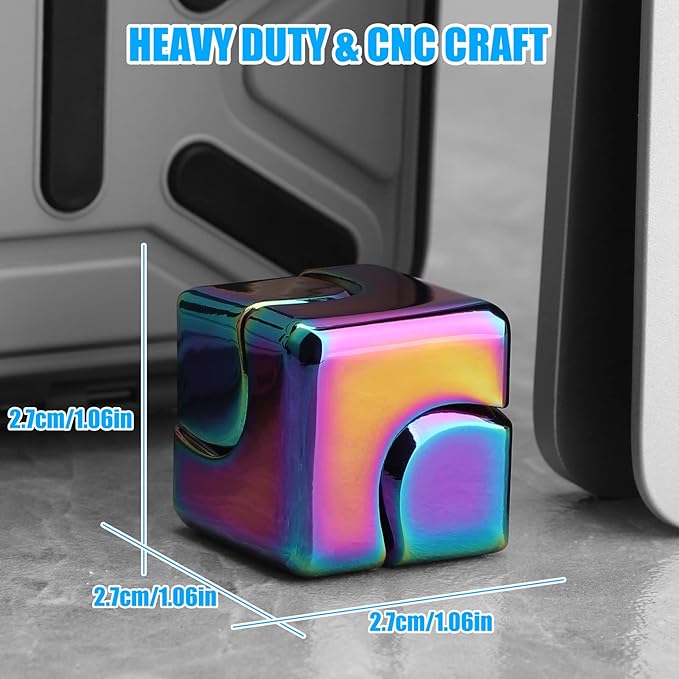 Infinity Gear Fidget Cube Spinner for Kid Adult, Transformable Spinning Top Metallic Fidget Toys for Anti-Anxiety Stress Relief Autism Finger Hand Spinner, 2-in-1 Cube Toy for Desk Office Classroom