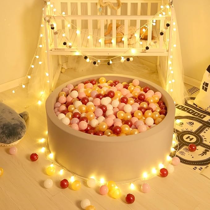 GOGOSO Ball Pit Balls for Toddler, Baby Plastic Playballs Kids Soft Pastel Pelotas Non-Toxic BPA-Free,Pink+Gold+White+red+Purple,100 Balls