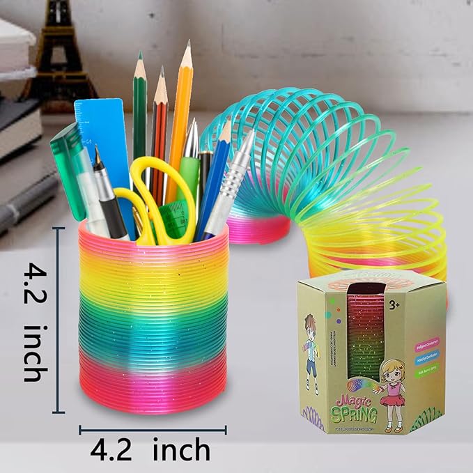 Magic Giant Rainbow Coil Toy - Jumbo Classic Multicolor Coil Spring Toy for Boys and Girls Birthday Christmas Party(4.2 x 4.2 inch)