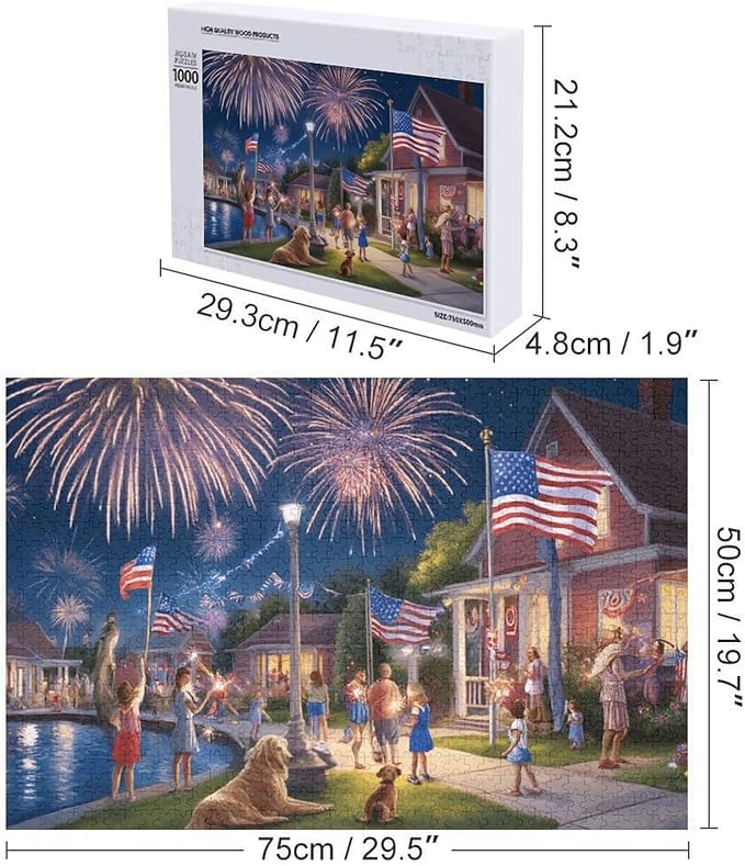 4th of July - 1000 Piece Jigsaw Puzzle for Adults - Challenging Puzzle Perfect for Game Nights - Finished Size is 20.5 x 15 -Gift for Christmas, Anniversary, Birthday,Family
