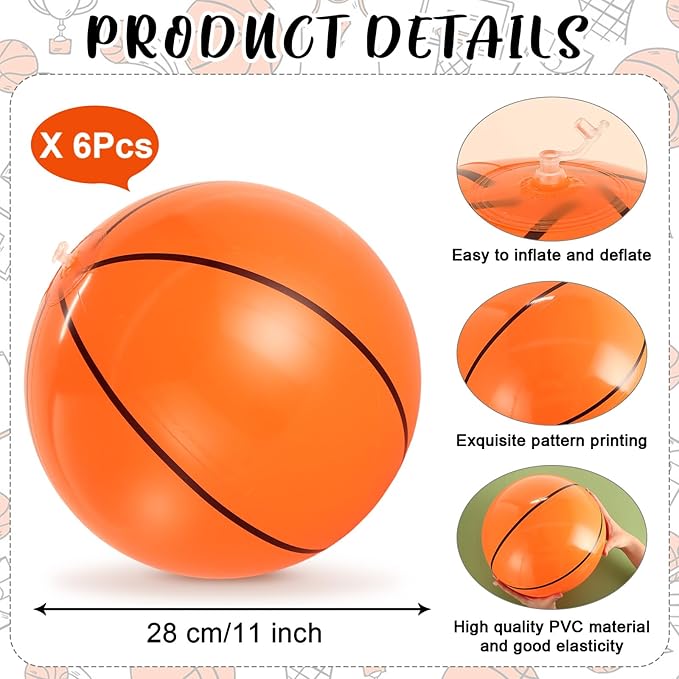 6 Pcs Giant Inflatable Footballs,16 Inch Blow Up Footballs Toys,Summer Pool Beach Balls,Sports Game Accessaries for Super Bowl Football Party Supplies,Indoor and Outdoor Use