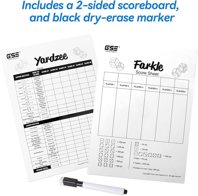GSE Games & Sports Expert 3.5-Inch Premium Oak Giant Yard Dice Set with Carrying Bag and Yardzee & Farkle Scorecard. Outdoor Backyard Lawn Game for Family