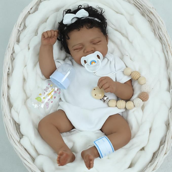 SCOM Reborn Baby Dolls Black Boy- 18 Inch Realistic Newborn Dolls Newborn Baby Dolls African American Real Life Baby Gift for Kids Age 3