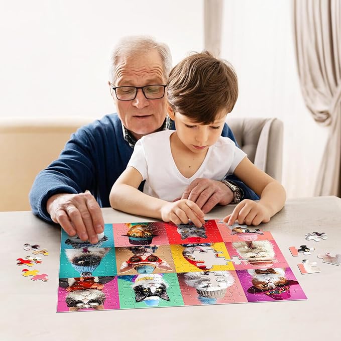 Jeacirio 100 Piece Puzzles for Kids Ages 4-8 - Dogs Flowers Donuts Cats Puzzles - Large Puzzle for Senior Jigsaw Puzzle for Kids Ages 4-6 6-8 8-10 Year Old Educational Toys Gifts 4-Pack 15"x11"