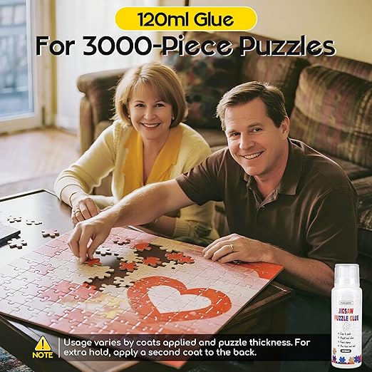 YAKAMOZ Jigsaw Puzzle Glue with Sponge Head for Adults Clear Water-Soluble Craft Puzzle Glue Quick Dry for 1000/1500/3000 Pieces of Puzzle,120ML (Pack of 2)