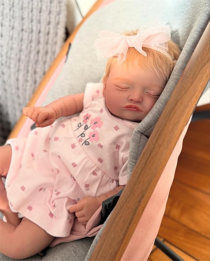Lifelike Reborn Baby Dolls Cute Sleeping Girl 20 Inch Soft Vinyl Realistic Newborn Baby Doll Handmade Real Life Baby Dolls with Clothes Accessories Reborn Doll Toys Xmas Gift for Kids Age 3+
