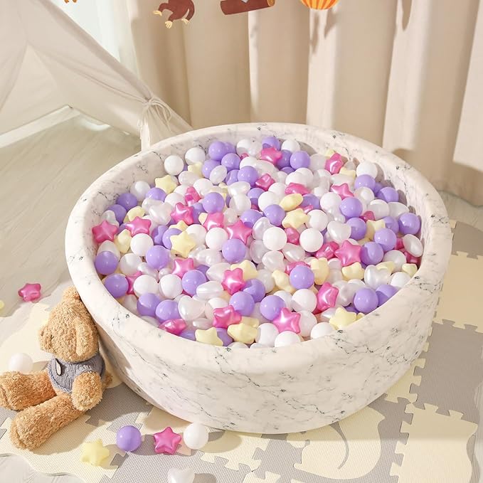 Star Ball Pit Balls for Toddlers -200pcs Phthalate Free BPA Free Crush Proof Play Balls Macaron Children's Ocean Balls Play Tent Pool Playhouse Playpen Party Decoration.