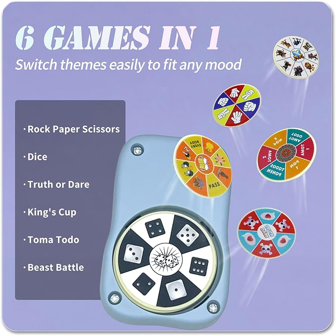 6 Games in 1 Spinner Toys for Party Rock Paper Scissors Kids Fun Christmas Toys White Elephant Gifts Party Game Fidget Toys for Teen Adult(Blue)