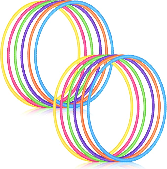 Sratte 12 Pcs Toy Hoop for Kid Detachable Adjustable Toy Hoop Colored Hoop Exercise Ring Plastic Circle for Kid Teen Gymnastics Dog Agility Equipment, Require Self Assembly(Stylish Colors, 28 Inch)