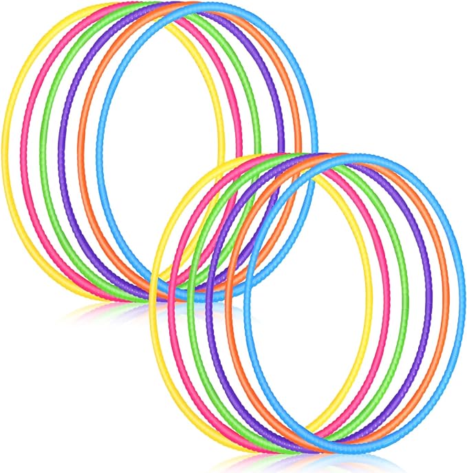 Sratte 6 Pcs Exercise Hoop Detachable Adjustable Plastic Hoops Snap Together Toy Ring Color Playground Toys for Girls and Boys Party Games, Sports, Exercise, Dog Training(28 Inch,Simple Colors)