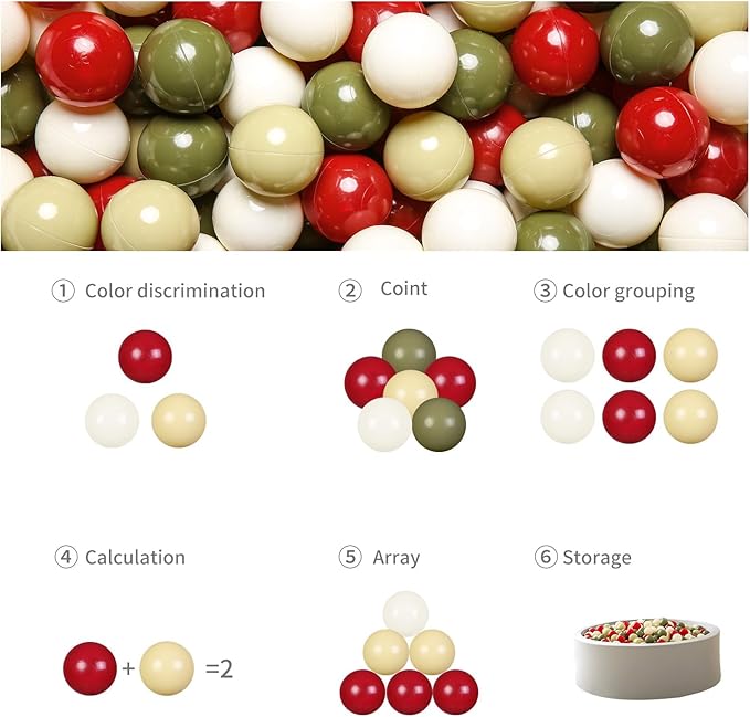 GOGOSO Ball Pit Balls for Toddler, Baby Plastic Playballs Kids Soft Pastel Pelotas Non-Toxic BPA-Free,Christmas Colors,100 Balls