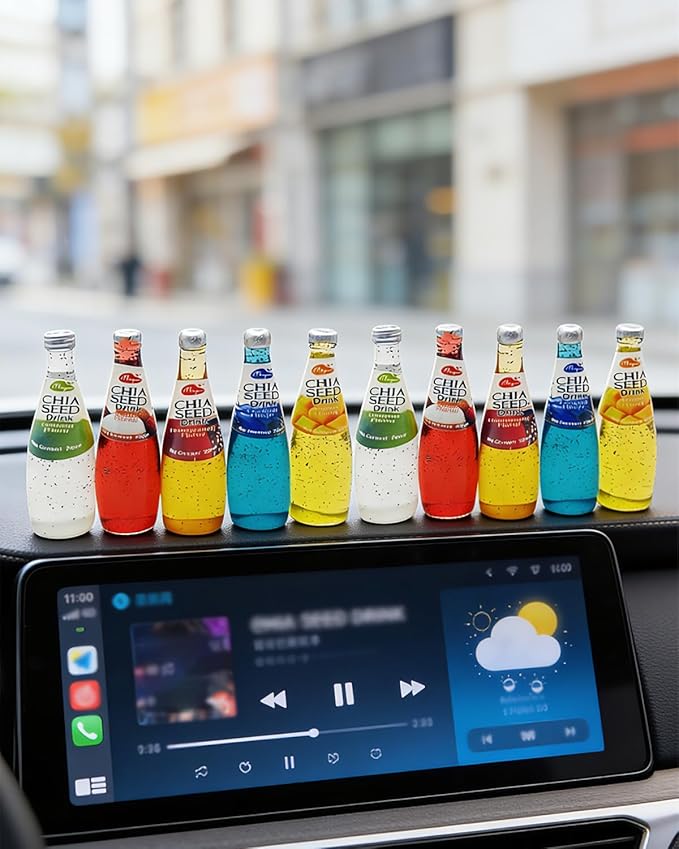 10Pcs 1:12 Scale Miniature Beverage Bottles, Dollhouse Drink Accessories for Mini Bar Kitchen Decor (Ten Bottles of mini - Sized sodas)