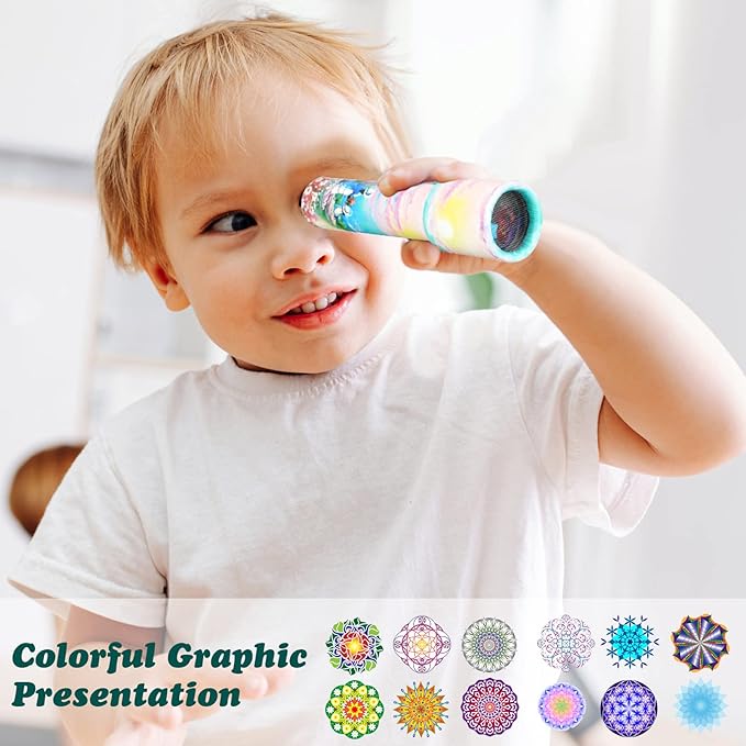 24 Pcs Classic Kaleidoscopes for Kids Educational Kaleidoscope Toys Party Favor Return Gifts Paper Tumble Tube Prism Lens Old Fashioned Vintage Valentines Gift for Kids Stock Stuffer(Cute Style)