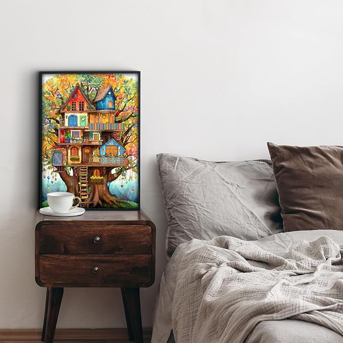 Tree House Puzzles for Adults 1000 Pieces, Fantasy Tree of Life Jigsaw Puzzles, Plant Challenging Hard Puzzles as Nature Decor