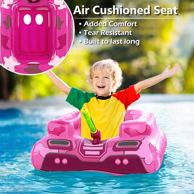 Inflatable Tank Pool Floats Kids - Jasonwell Toddler Pool Floaties Swimming Pool Tank with Water Cannon Gun Swim Floaty Rafts Lake Beach Party Pool Toys for Boys Girls Toddlers Kids