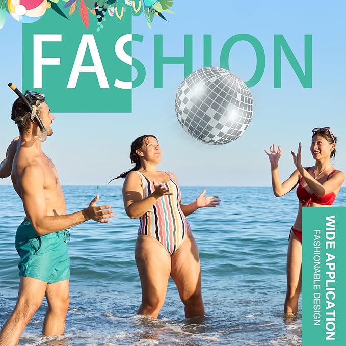 12 Pcs Inflatable Beach Ball Disco Theme Party Decoration Inflatable Disco Ball for Summer Pool Indoor Outdoor Beach Sports Theme Decor Gift