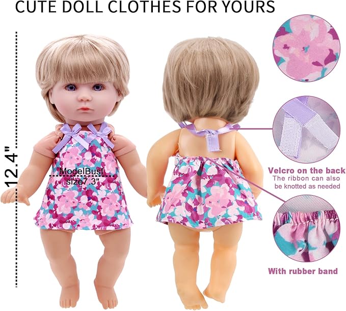 Alive-Baby Doll Clothes and Accessories - 6 Sets for 12 Inch Dolls - Dress, Pajamas, Lovely Outfits for Christmas, Birthday