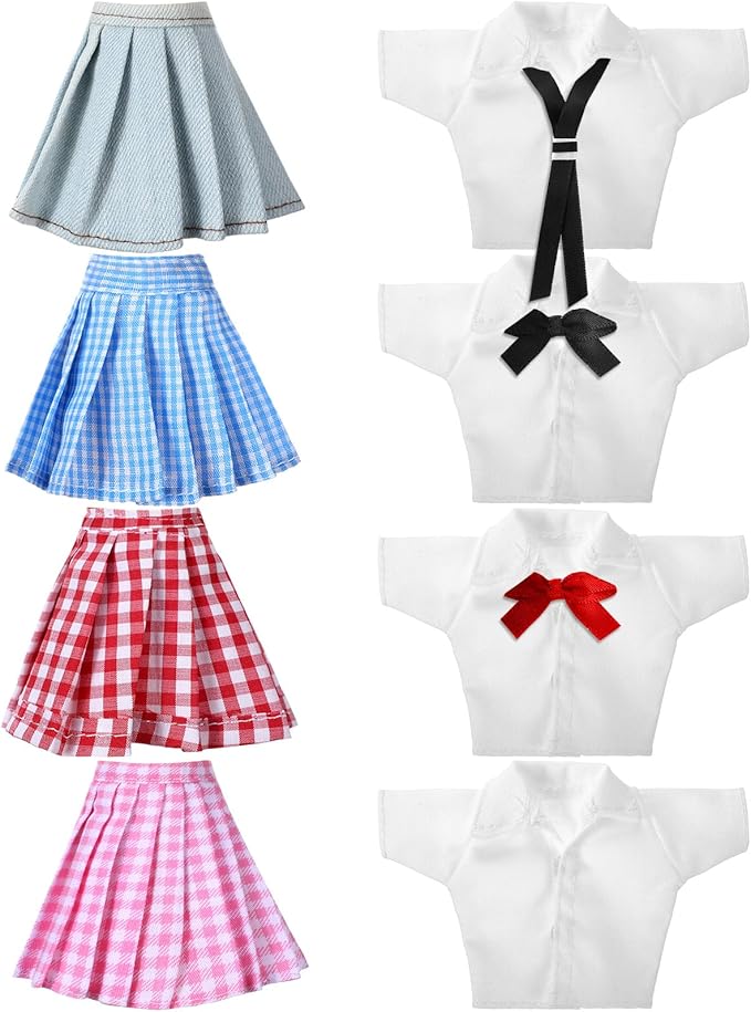 Bencailor 8 Pieces Doll Clothes for 11.8 Inch Doll Accessories Shirt Skirts Dress Outfit Clothing for Birthday Gift(Cute)