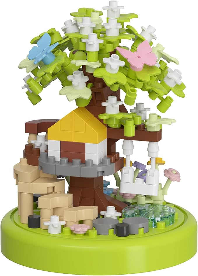 Summer Green Shade Tree House Bonsai Tree House Building Toy Flowers Set Ideas Building Blocks Complete with Dust Cover