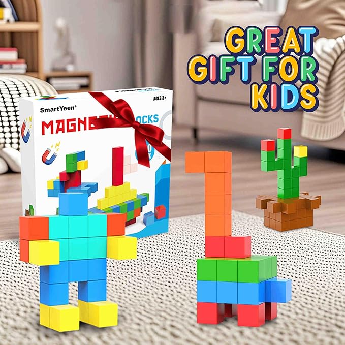 100PCS Magnetic Blocks,Magnetic Building Blocks for Toddlers Sensory & STEM Montessori Toys,Ideal Gifts for Boys Girls 3-8 Years Old