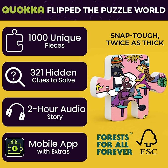 QUOKKA 1000 Piece Jigsaw Puzzle for Adults Desert Whirl – Puzzles for Adults 1000 Pieces Premium Box Packaging - Extra Fun with Hidden Secrets & Audio Story – Perfect Relaxation & Creativity & Gift