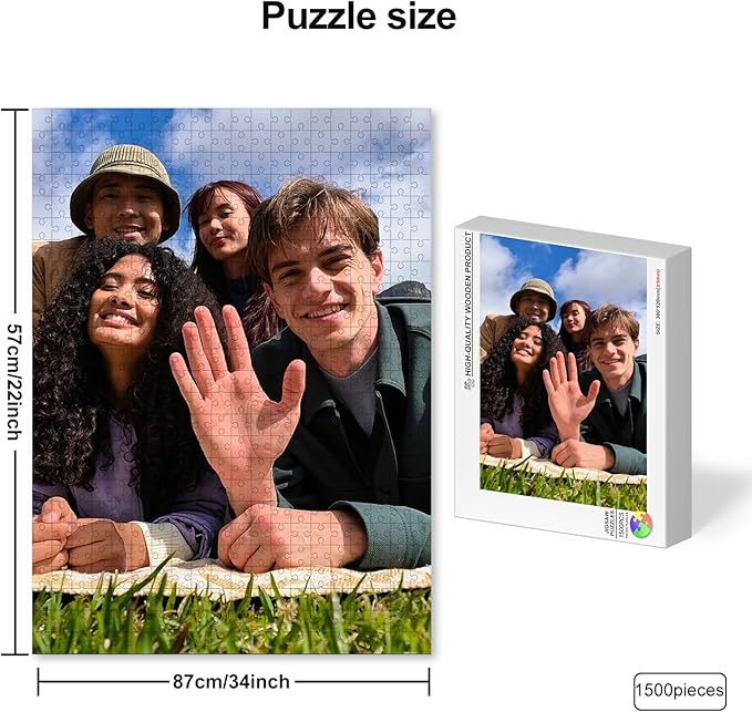 Custom Puzzle from Photos 1500 Pieces,Personalized Jigsaw Puzzle for Adult Kids, Make Your Own Photo Puzzle from Picture, Birthday Gift for Women Men GF BF Wedding Chrismas (1500 PCS-Vertical)