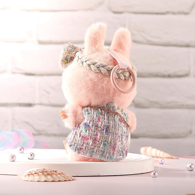 Doll Clothes for Labubu 17cm Have a Seat & Exciting Macaron & Big into Energy Series Dolls, Luxury Chic Series for 17cm Dolls Accessories (White Dress+Hairband+Bag)