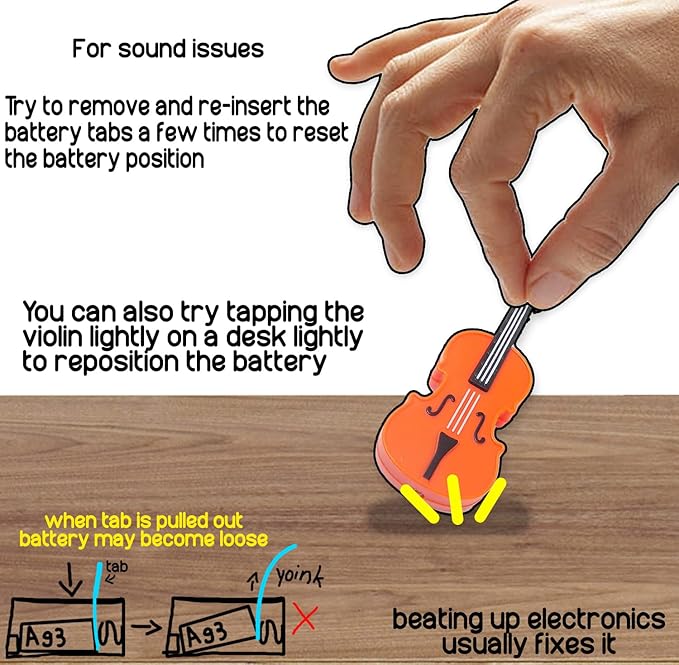 MunnyGrubbers - Original World's Smallest Violin Toy Keychain With Playable Sad Music - Tiny Mini Violin Keychain with Sound
