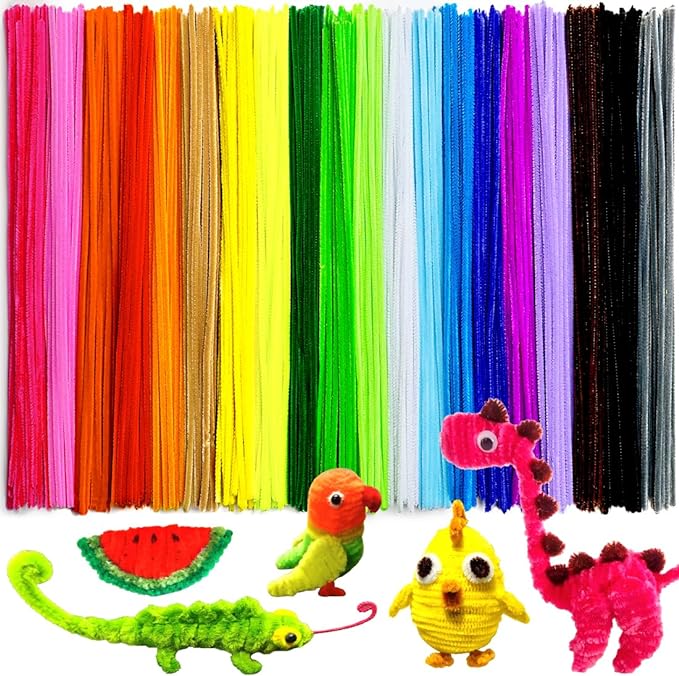 GAGANIU 200pcs Pipe Cleaners, Pipe Cleaners for Crafts, Craft Supplies Multicolor Chenille Stems for Art&Craft Christmas DIY Projects(12inch*6mm,20colors)