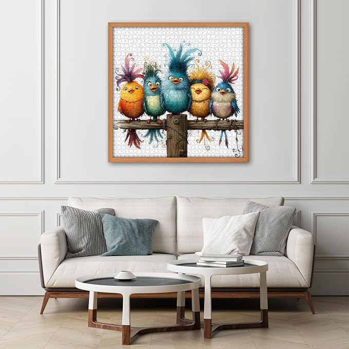 PICKFORU Funny Bird Puzzles for Adults 1000 Piece，Cute Cartoon Bird Art Puzzles for Adults, Colorful Challenging Jigsaw Puzzles with Animals