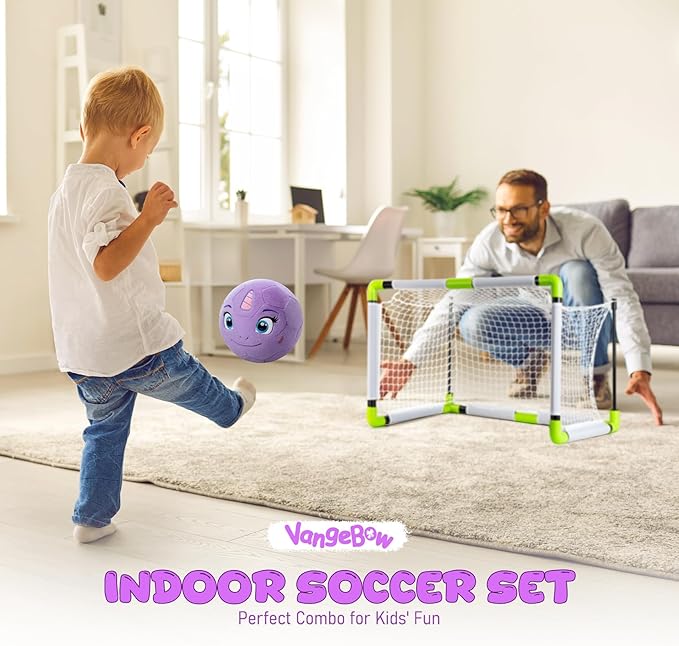 Toddler Toy Soccer Goals for Backyard Indoor with Soft Plush Unicorn Ball, Mini Soccer Nets and Ball Set for Kids(Pump Include)