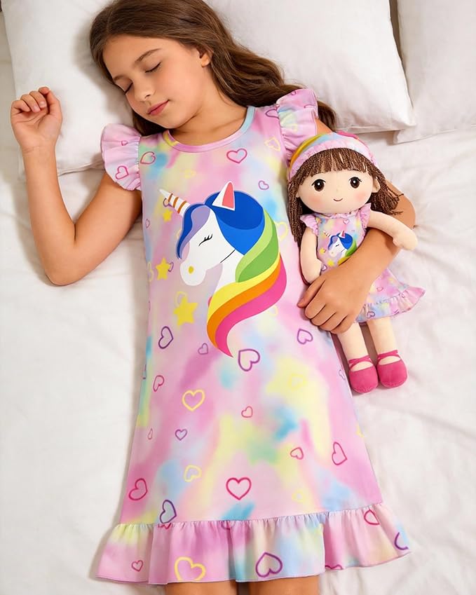LQSZ Doll and Girl Matching Nightgown Outfit Pajamas Nightie Nightgown for Girls and Dolls Clothes
