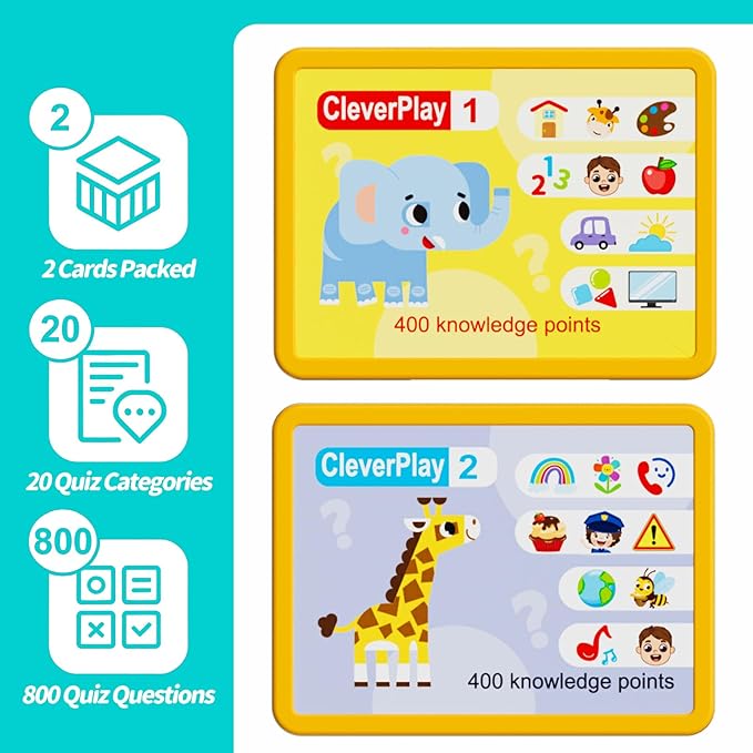 Educational Toys for Kids 3-6 Years Old, Interactive Quiz Battle Game with 800 Questions, 2-Player Learning Toy, Montessori Brain Training, Autism Sensory Speech Therapy Gift for Toddler Boys Girls