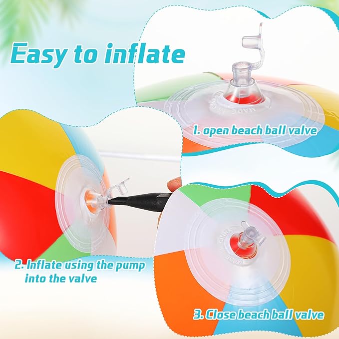 100 Pack Inflatable Beach Balls 10'' 11'' 12.6'' Rainbow Colored Beach Ball Summer Pool Party Toys for Water Games Hawaiian Party Decorations Birthday Favors Supplies