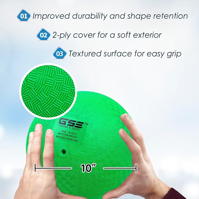 GSE Games & Sports Expert 5"/7"/8.5"/10" Inflatable Playground Ball, Kickball, Bouncy Dodge Ball, Handball for Kid/Adult, Perfect for Recess Ball Games, Gym, Yoga Exercises, Schools Sports Activities