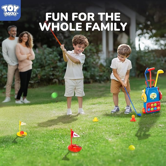 TOY Life Kids Golf Clubs 3-5 Toddler Boys Golf Set Baby & Toddler Plastic Golf Clubs 3-5 Mini Golf Set for Kids Golf Cart Toys Sport Golf Game for Boys Girls for 3 4 5 6 7 8 Years Old