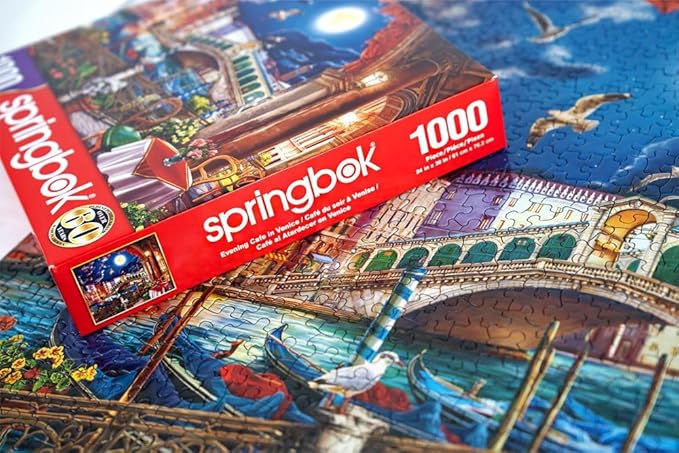 Springbok's Evening Cafe in Venice 1000 Piece Puzzle for Adults- Wonderful Travel Themed Puzzle to Challenge You
