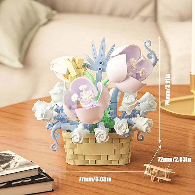 Mini Flowers Building Block Set,Flower Blocks Toys,Plants and Succulent Toys,Building Block Flowerpot，Botanical Collection Birthday Gift for Girls Boys Adults Kids Ages 6+ (Narcissus 166Pcs)