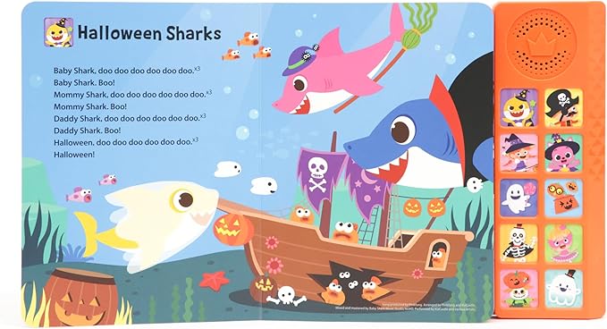 Baby Shark Halloween Songs Musical Sound Book for Toddlers 1–3 | 10 Buttons, 10 Songs Interactive Learning Toy by Pinkfong