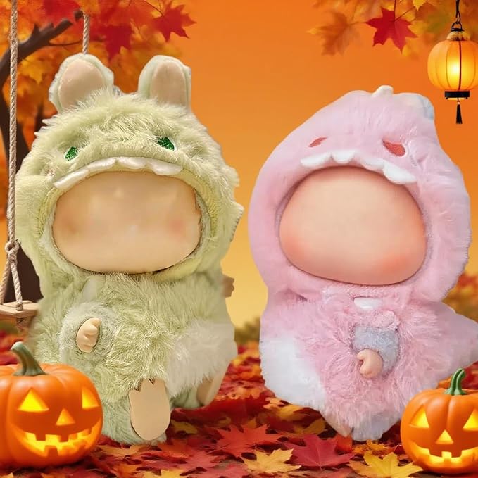 (2-Pack) 17cm Doll Clothes Set, Plush Green Dinosuar and Pink Dinosaur Outfits for 17cm Dolls, Soft and Stylish Dress Up Doll Clothes, Adorable and Cute Clothing with Cozy Texture and Fun Design