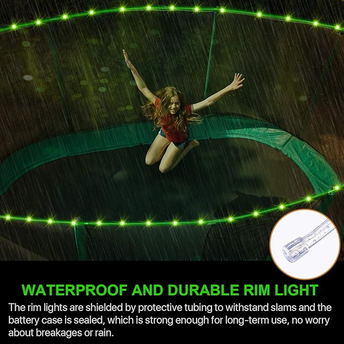 Waybelive LED Trampoline Lights, Trampoline Rim LED Light for 12Ft Trampoline Remote Control, 16 Color Change by Yourself, Waterproof, Super Bright to Play at Night Outdoors