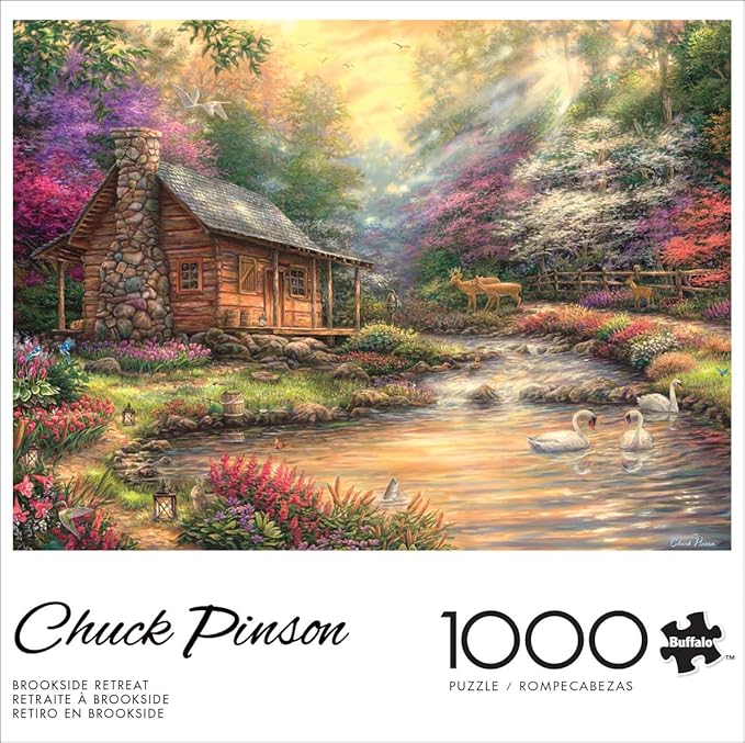 Buffalo Games Jigsaw Puzzles for Adults 1000 Pieces - Chuck Pinson - Brookside Retreat - Hard Adult Puzzle with Reference Poster, Fun, Unique & Challenging for All Abilities, Large 26.75 x 19.75