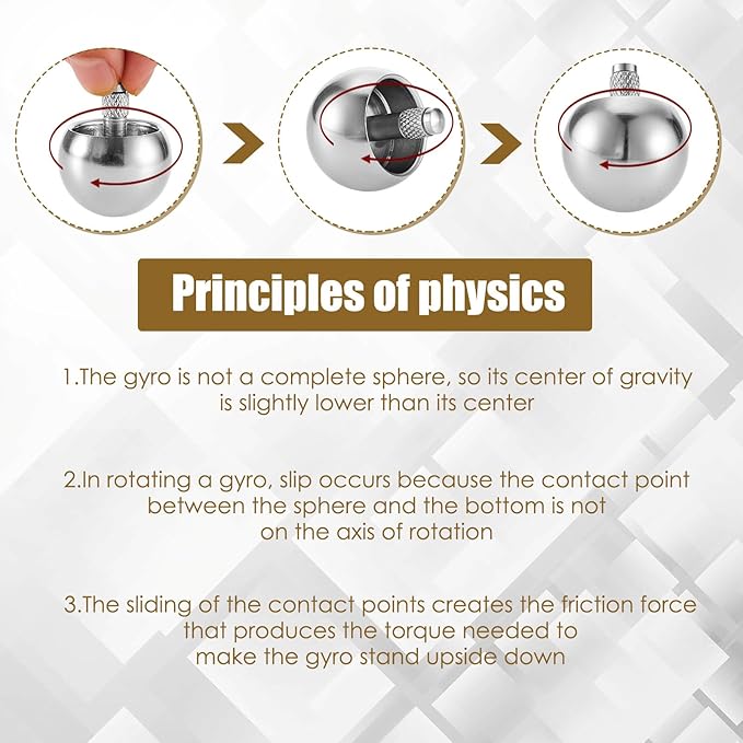 Skylety 2 Pieces Metal Spinning Top Aluminum Flip Over Top Spinner Gyroscope Stainless Steel Toy for Adults Kill Time Stress Anxiety Gift(Silver)